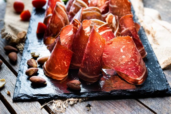 slices of cecina typical spanish tapa and from the province of leon northern spain