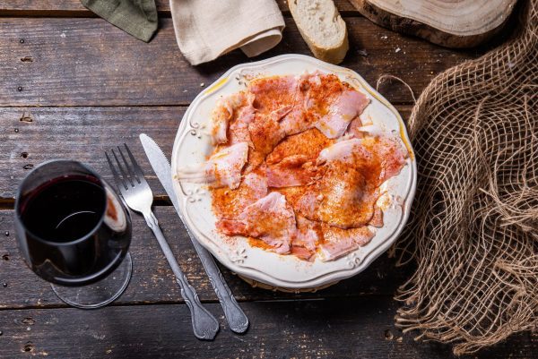 typical spanish tapa galician cut pork with potatoes paprika and olive oil appetizer lunch or dinner 2
